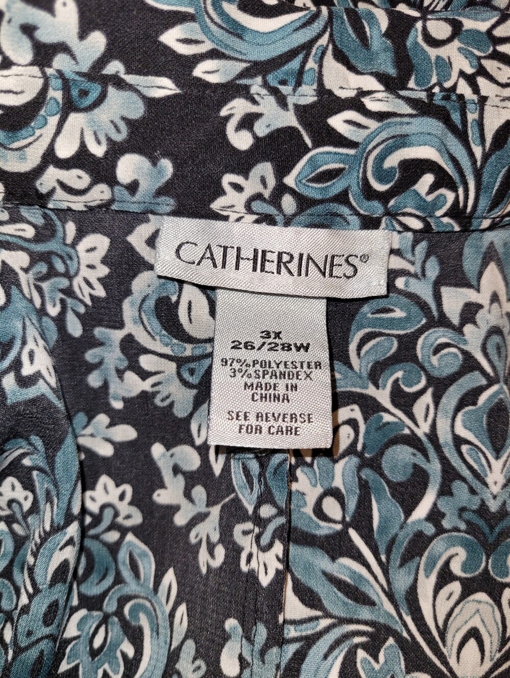 Catherines Brand Teal, Black & White Button Down Blouse Size 3X. - Picture 5 of 5